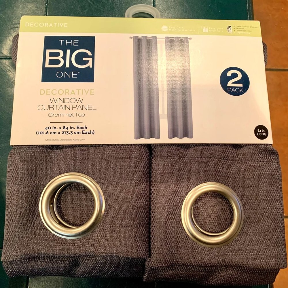 NWT Charcoal Decorative Window Panels (2)